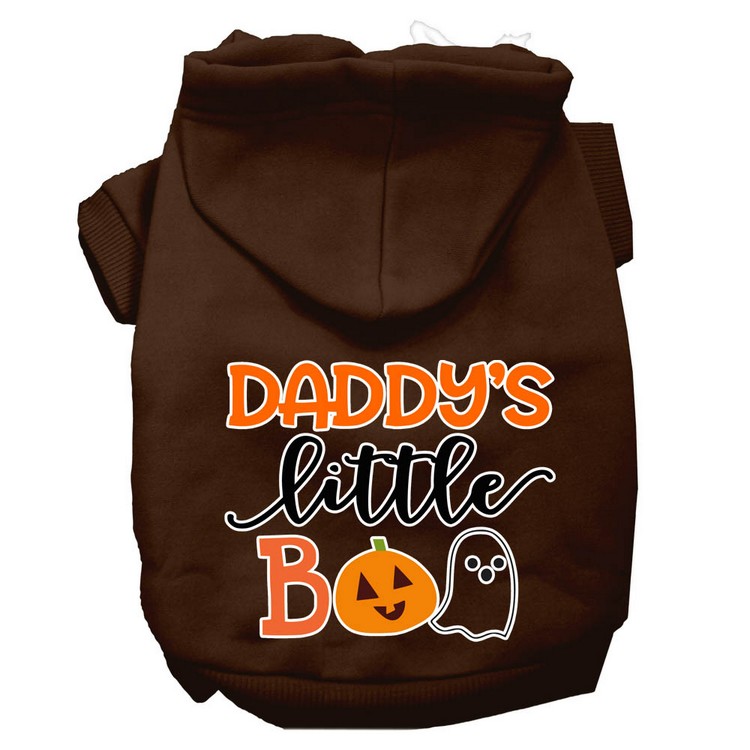 Daddy's Little Boo Screen Print Dog Hoodie Brown XXXL